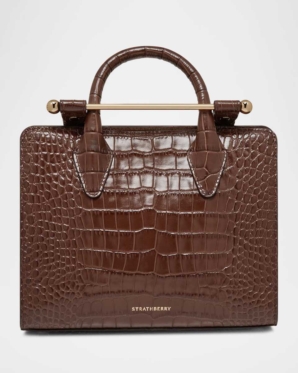 Mini Croc-Embossed Leather Tote Bag
